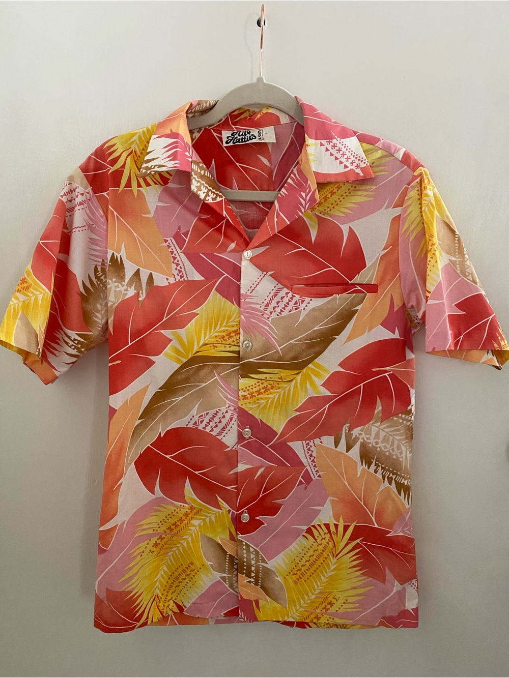 Vintage Tropical Leaf Camp Collar Shirt